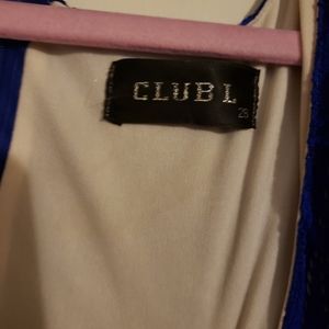 Royal blue lacey with white underneath .